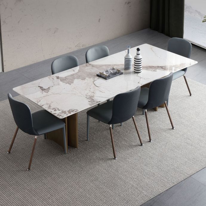 Table à manger en pierre frittée, Table de luxe à Double piédestal pour la maison