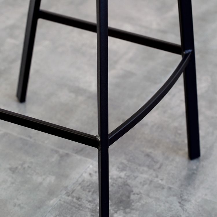 Contemporary Mental Leather Bar Stools Indoor Barstool with Iron Legs and Low Back