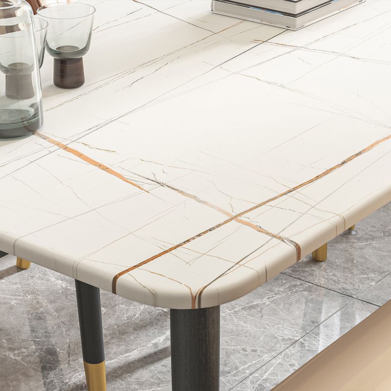 Modern Sintered Stone Rectangle Shape Dining Set White & Black Standard Dining Set for Kitchen