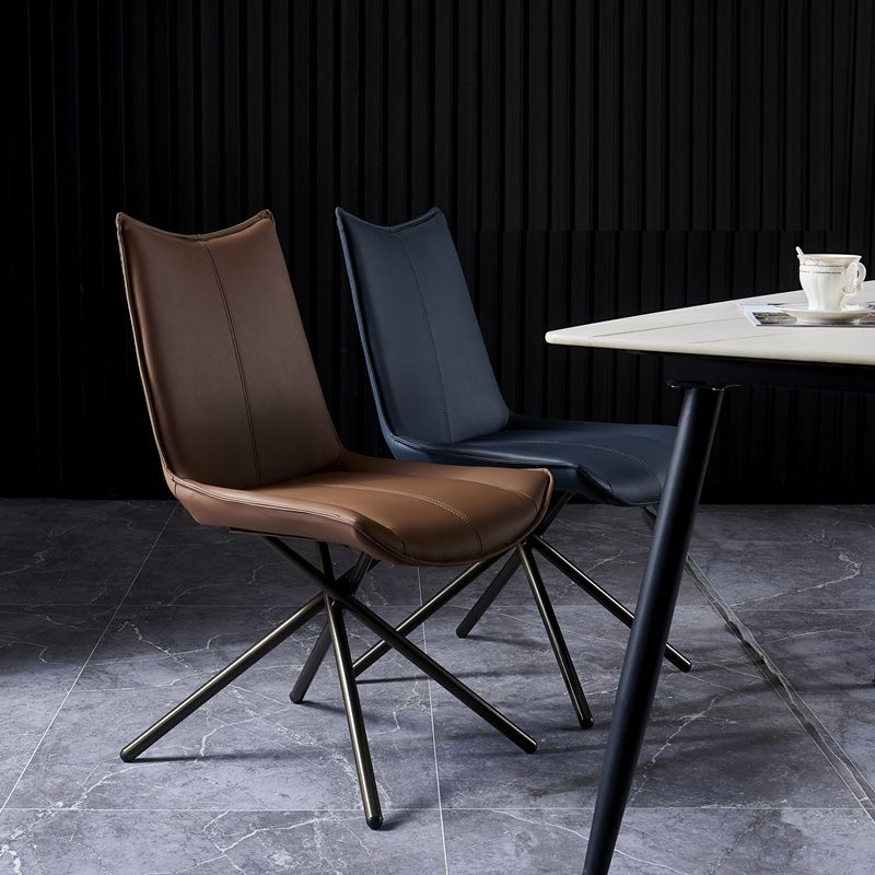 Sillas laterales de comedor con respaldo sólido de estilo industrial, sillas de comedor de cuero para cocina