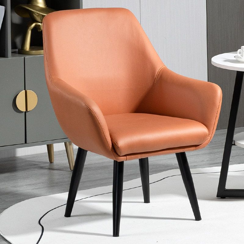 Fixed Back Lounge Chair Solid Color Barrel Chair with Black Legs