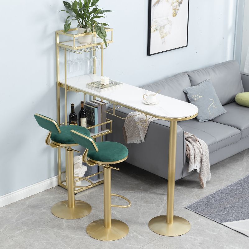 Low Back Bar Stools Adjustable Height Swivel Dining Stools with Metal Base