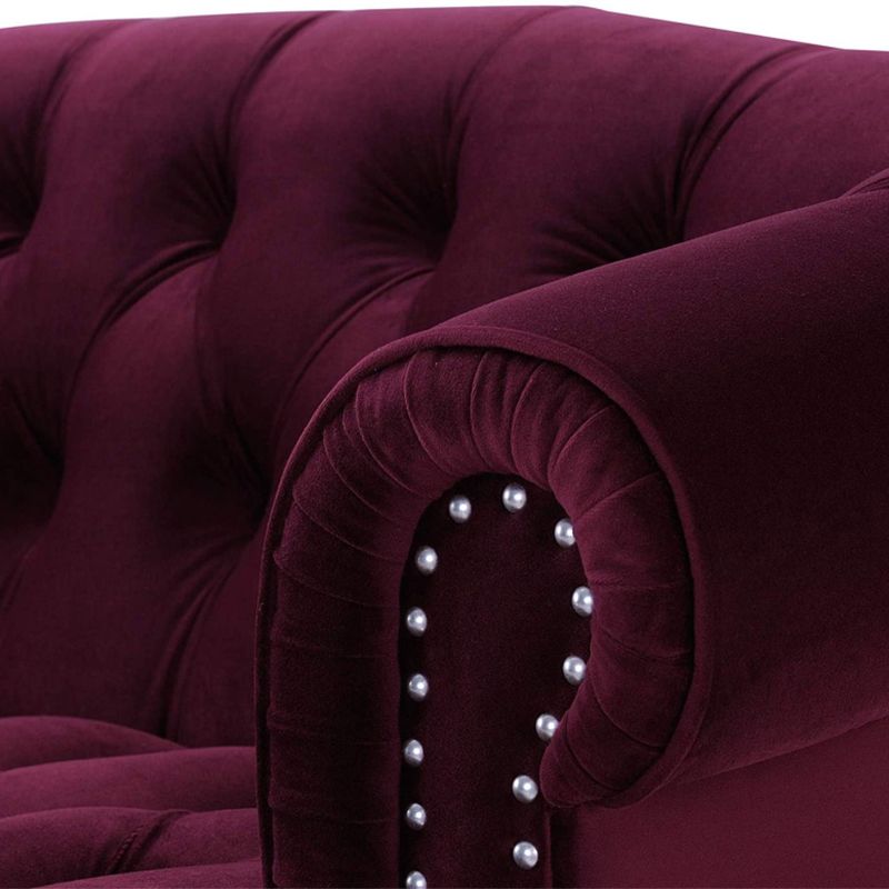 Classic Glam 3-seater Sofa  Rolled Arm Couch with Tufted Back for Living Room