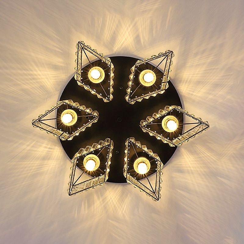 3/4/5/6-Light Golden Flush Mount Lighting Modernism Glass Shaded Ceiling Light