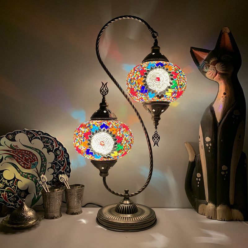 Modern Style Teardrop Shape Table Lighting Glass 2 Light Table Lamp for Bedroom