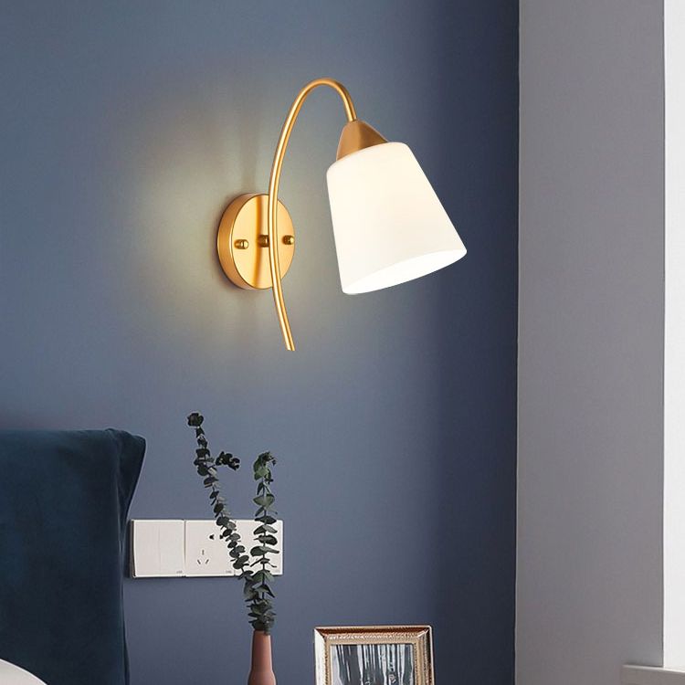 Gold Shaded Wall Sconce Lighting Contemporary Style Glass Wall Mounted Light for Bedroom