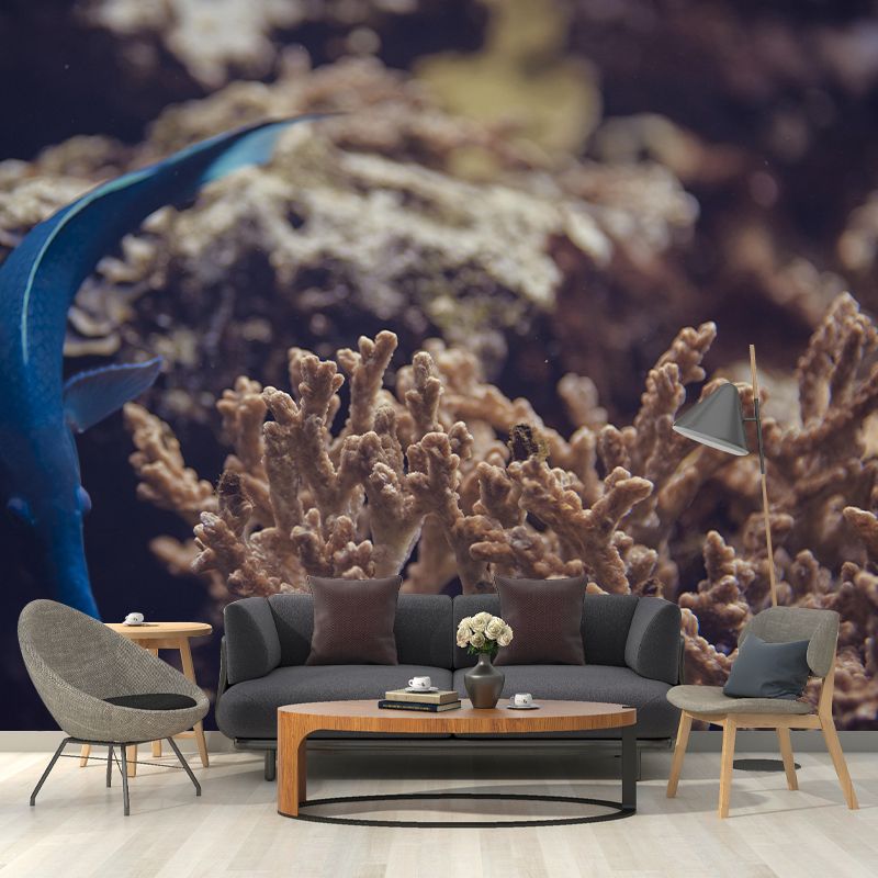 Seabed Wall Mural Wallpaper Tropical Beach Style Mildew Resistant for Bathroom