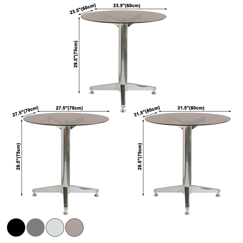 Round Tripod Dining Site Table Contemporary Tempered Glass Dinette Table