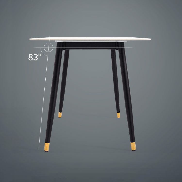 Rectangle Modern Dining Table White Stone Top Indoor Dinette Table