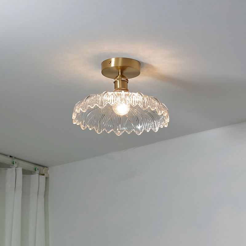 Colonial Prismatic Glass Flush Light Fixtures Blossoms Flush Mount for Hallway