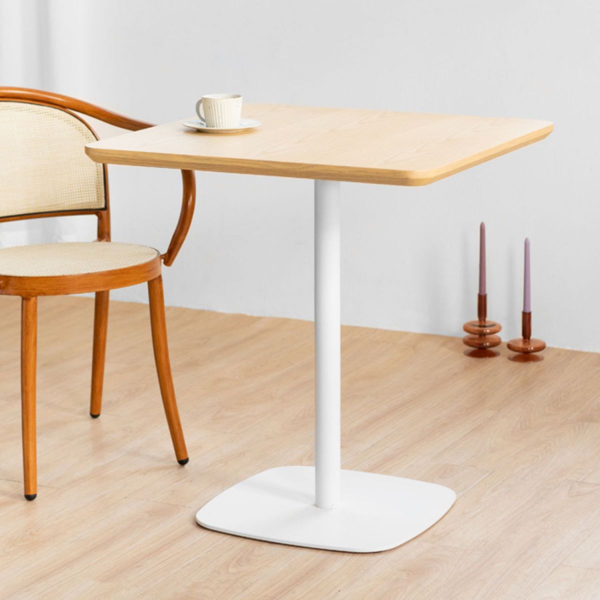 Square Dining Room Table Medium Density Fiberboard Table with Pedestal Base