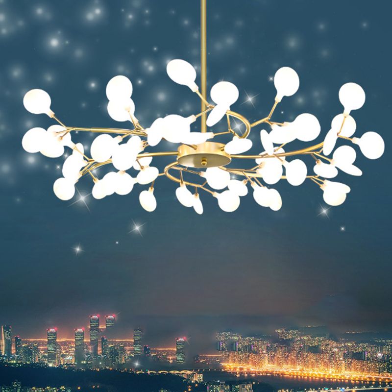 Multi Light Firefly Hanging Chandelier Modern Style Metal Hanging Lamp with Acrylic Shade
