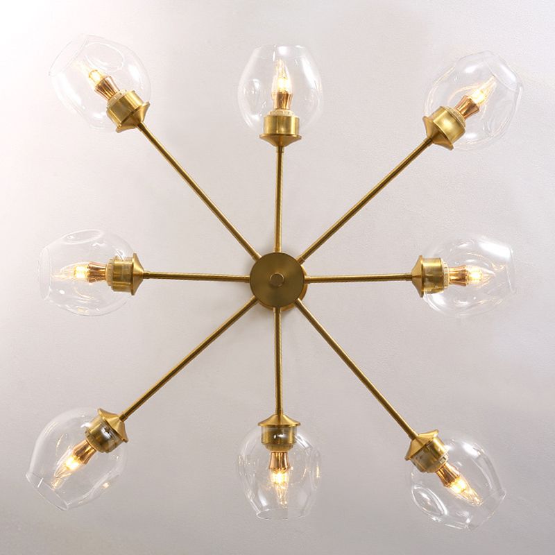 Luz de colgante de oro de vidrio en la lámpara de lámpara de cobre de estilo de lujo moderno para espacios interiores