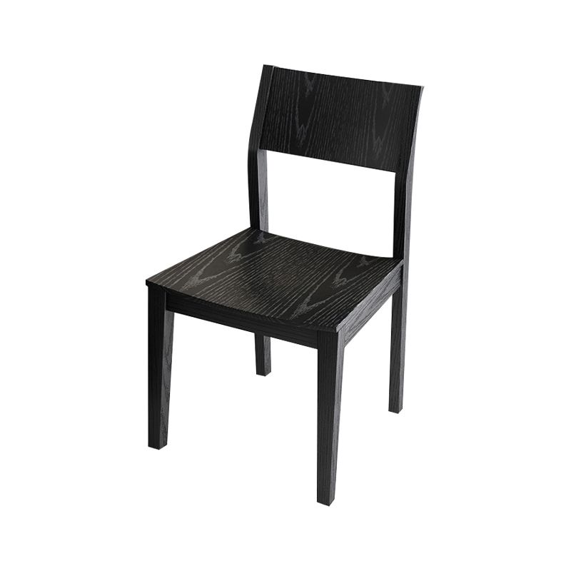 Wood Industrial Restaurant Side Chair Open Back Dining Chair with Black Legs