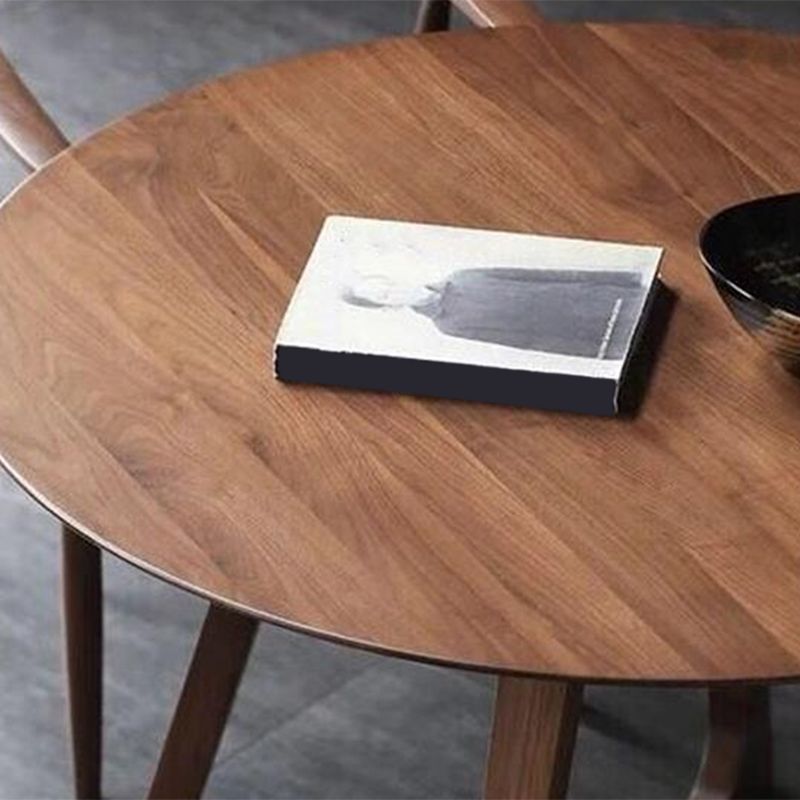 Cross Legs Base Coffee Table in Brone Solid Wood with Round Top