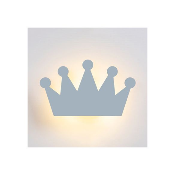 Mooie cartoon kroon wandmuur licht houten energiebesparende ledwand sconce voor kinderslaapkamer