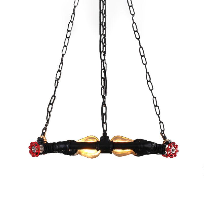 4 lichten plafondlicht industrieel helder glas en metalen hangende kroonluchter in zwart met klep