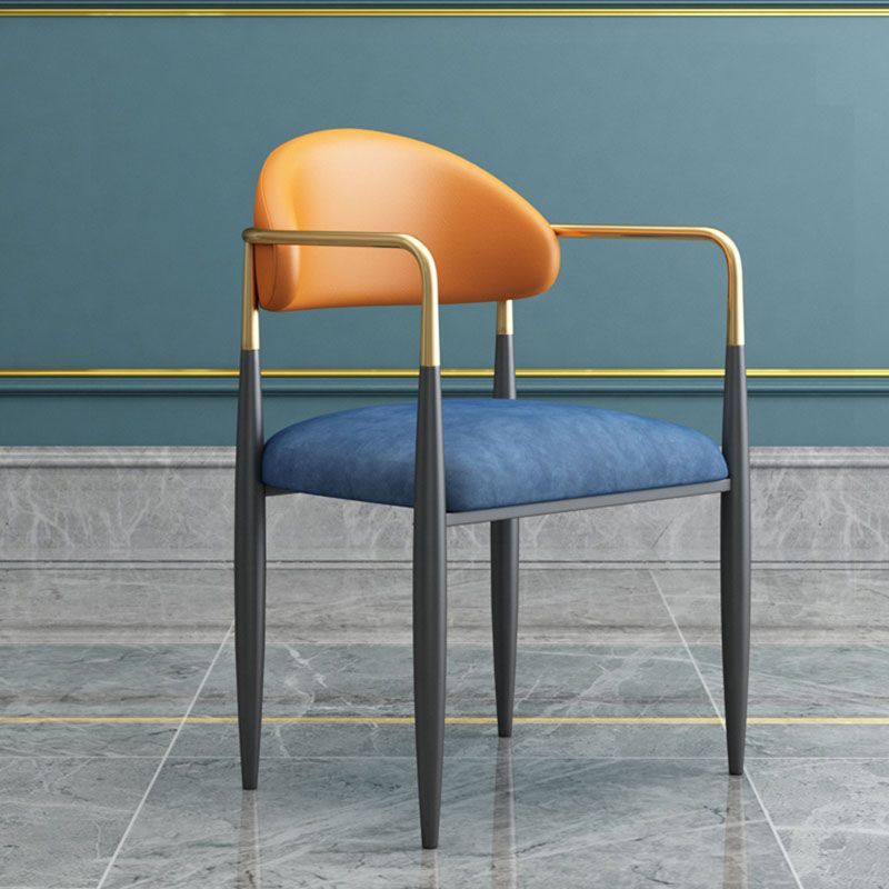 Modern Style Arm Chair Open Back Dining Chair with Metal Legs