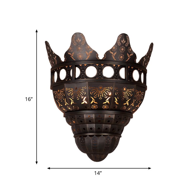 1 Kopf Metallleuchte Licht Traditionary Bronze geschnitztes Wohnzimmer Wandmontagelbeleuchtung