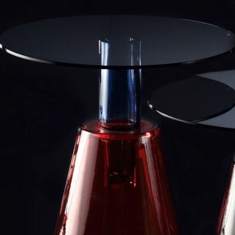 Contemporary Glass Top Pedestal Round Living Room Accent Side Table