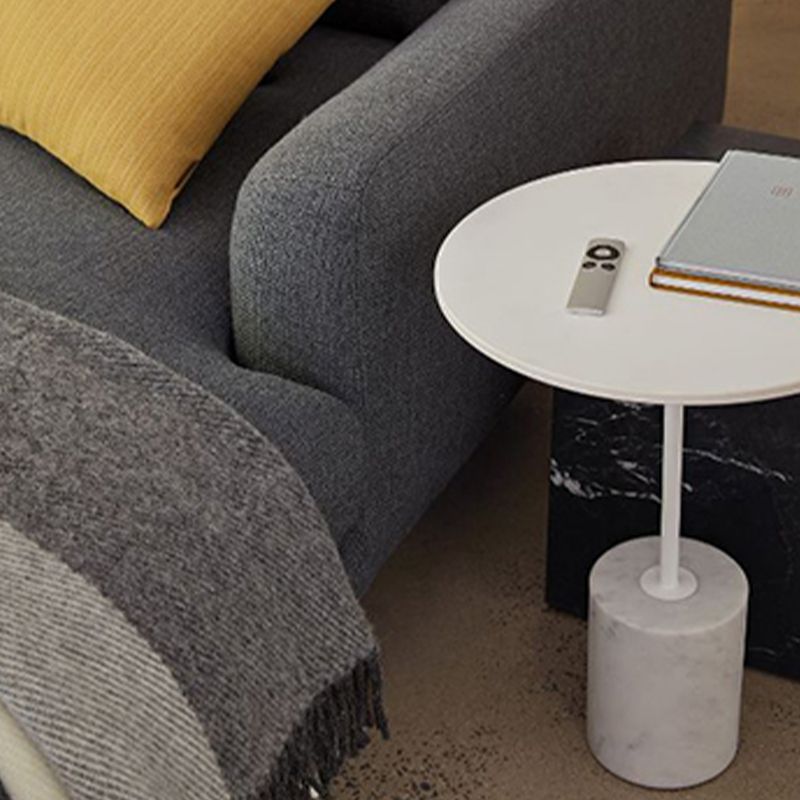 Modern Marble Pedestal End Slide Table White Round Corner Table