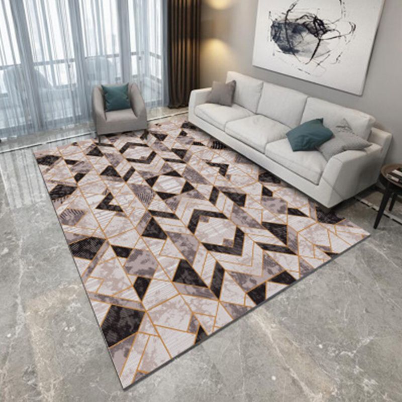 Nordic Living Room Rug Multi Colored Geometric Printed Area Carpet Polypropylene Easy Care Machine Pet Friendly Rug
