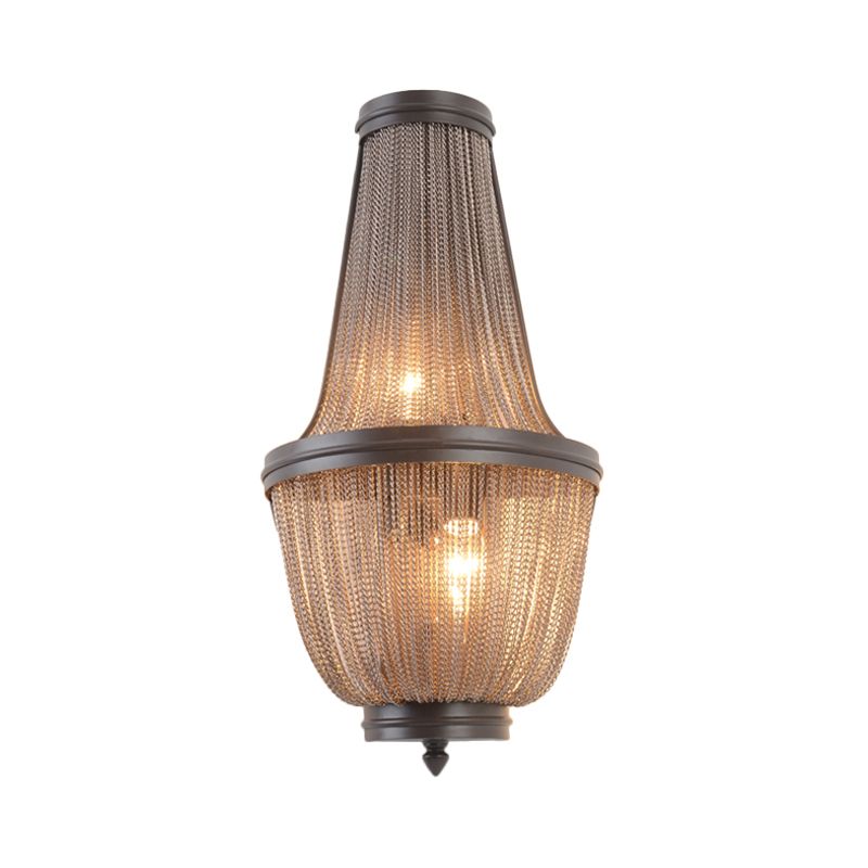 Empire Bedroom Wall Light Traditional Crystal Bead 1 Light Silver/Coffee Sconce Light Fixture