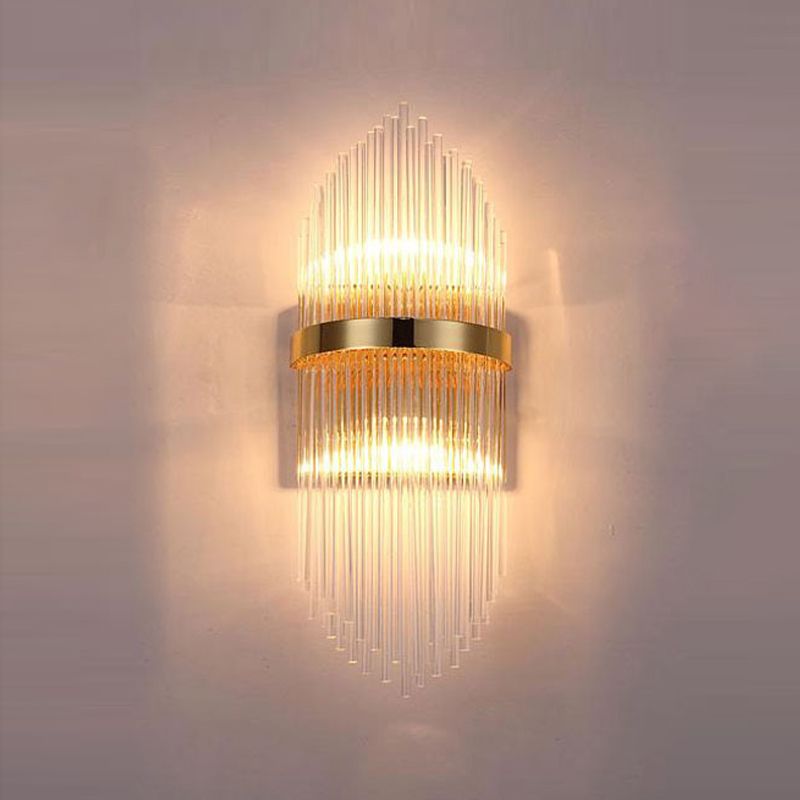 Unique Shape Wall Light Fixture Modern Crystal Wall Mounted Lighting in Gold Finish