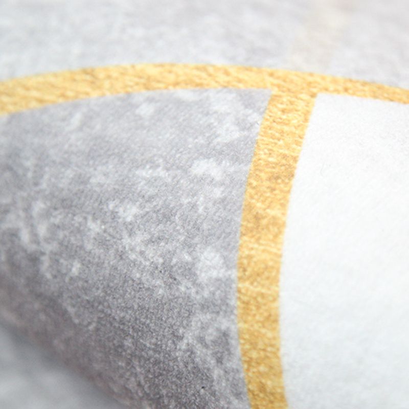 Simple Grey Tone Luxury Rug Polyester Geometric Splicing Pattern Area Rug Non-Slip Backing Carpet for Living Room