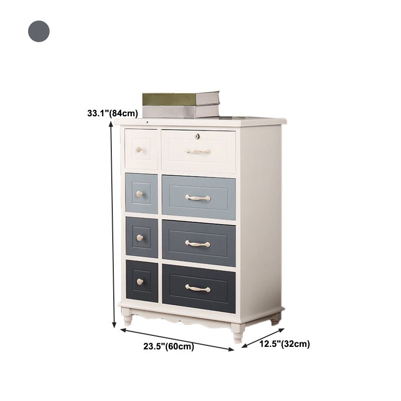 Modern Style Storage Chest Vertical Wood White Storage Chest Dresser with Drawers