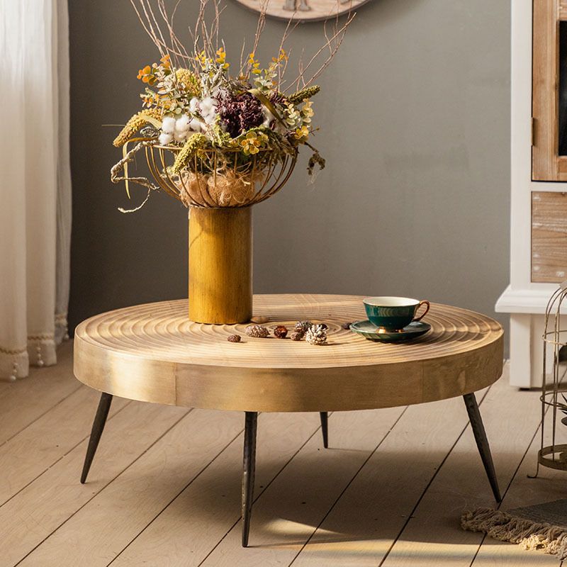 Rustic Style Coffee Cocktail Table 3 Legs Wooden Round Coffee Table