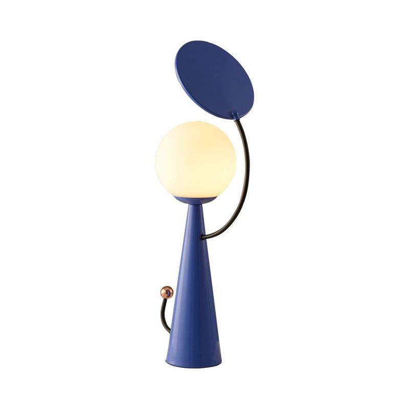 Lampada da comodino Orb Lampada da comodino moderna a LED in vetro opale blu/oro con design a specchio per camera da letto