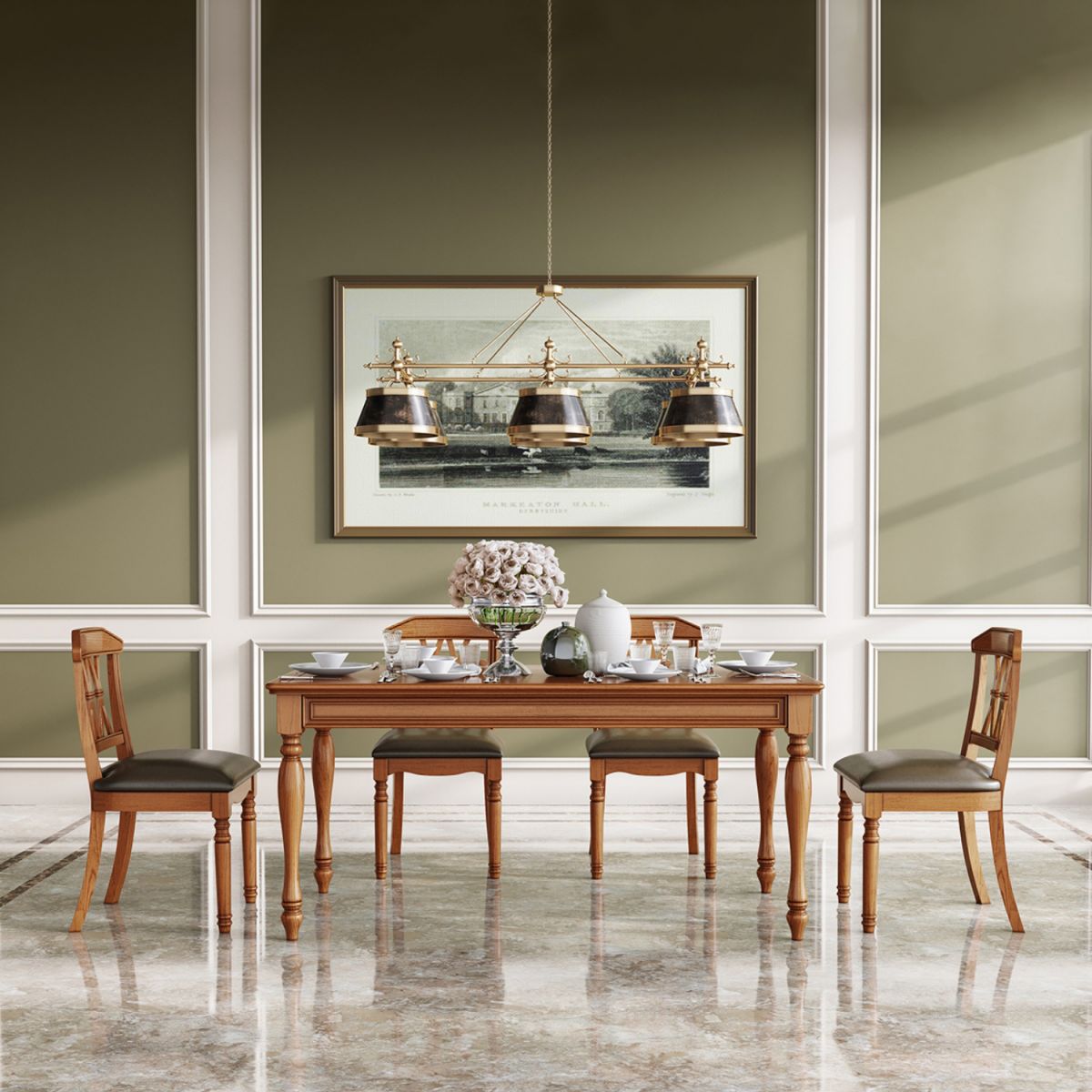 Traditional Solid Wood Dining Set Standard Height with Rectangle Top Dining¬†Room¬†Set