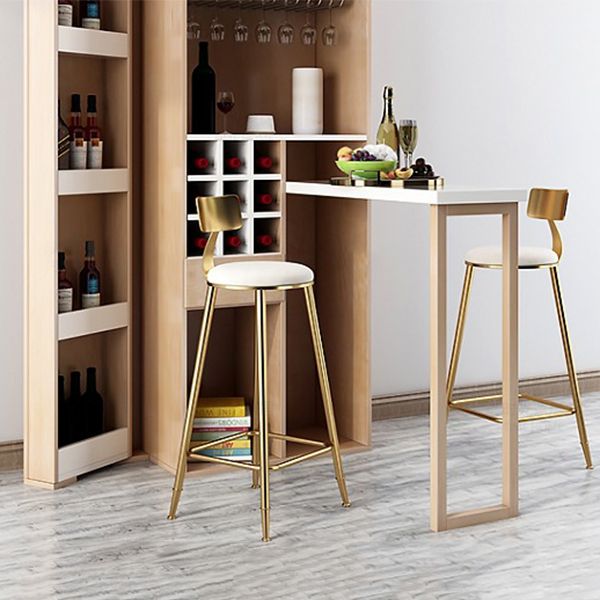 Glam Backrest Armless Counter Stool Iron Kitchen Bar Stool with Pedal and Cushion