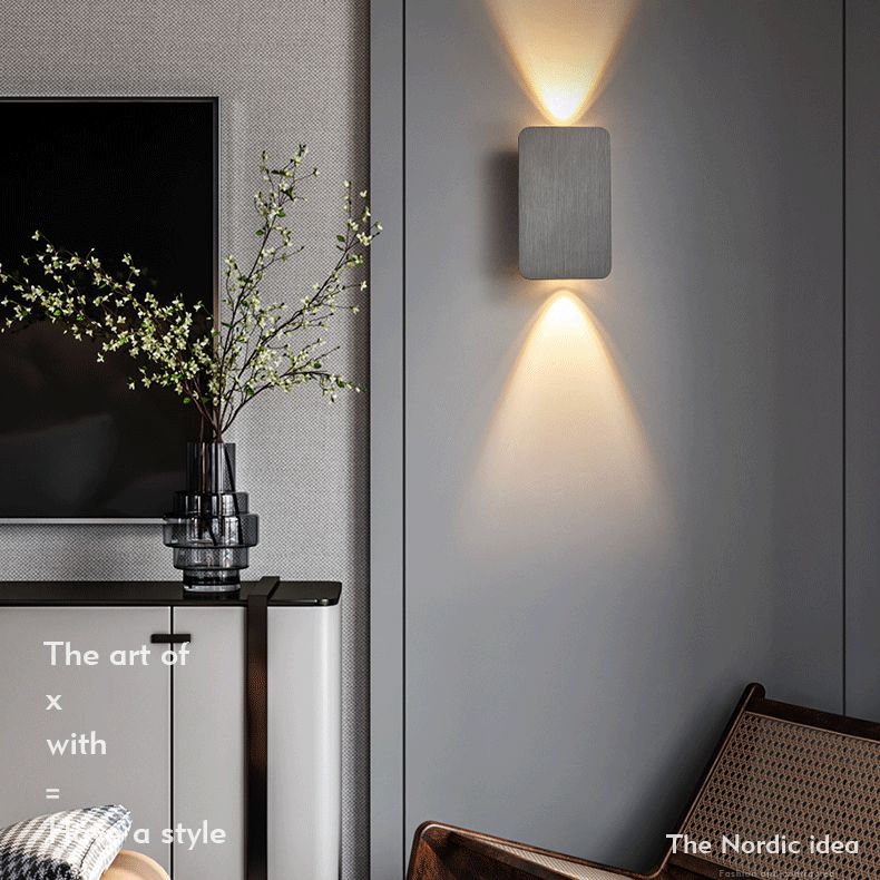 Aluminum Rectangular Wall Light Sconces Postmodern 2 Lights Sconce Light Fixtures for Living Room