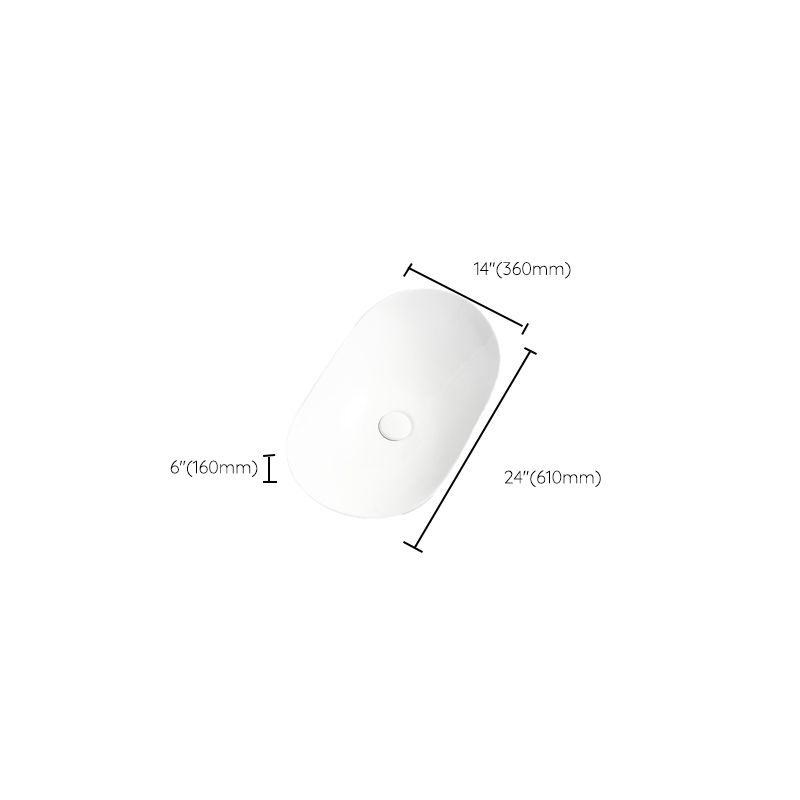 Luxury Bathroom Sink Ceramic Oval White Basin Drain Assembly Bathroom Sink