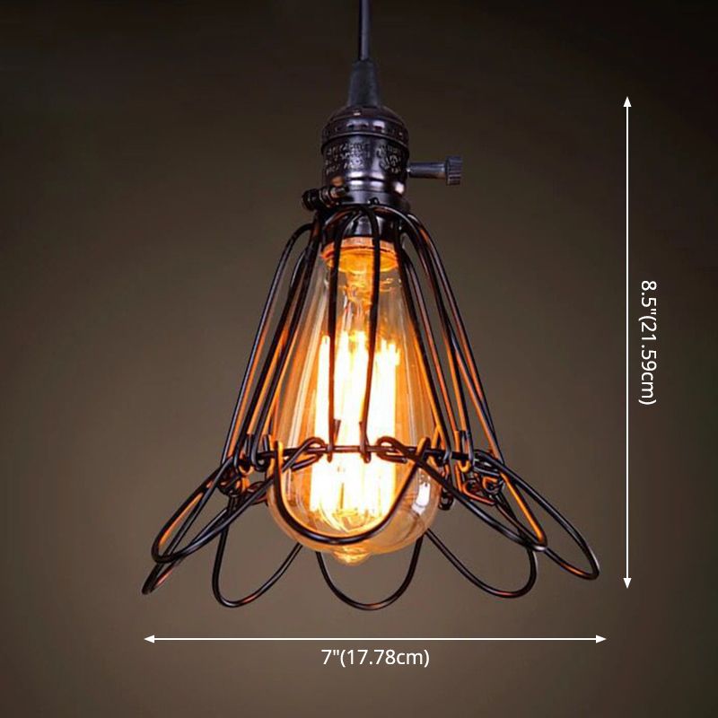 1 leichte Käfig -Leuchten Retro Industrial Style Metallic Hanging Pendell Leuchten für Bar