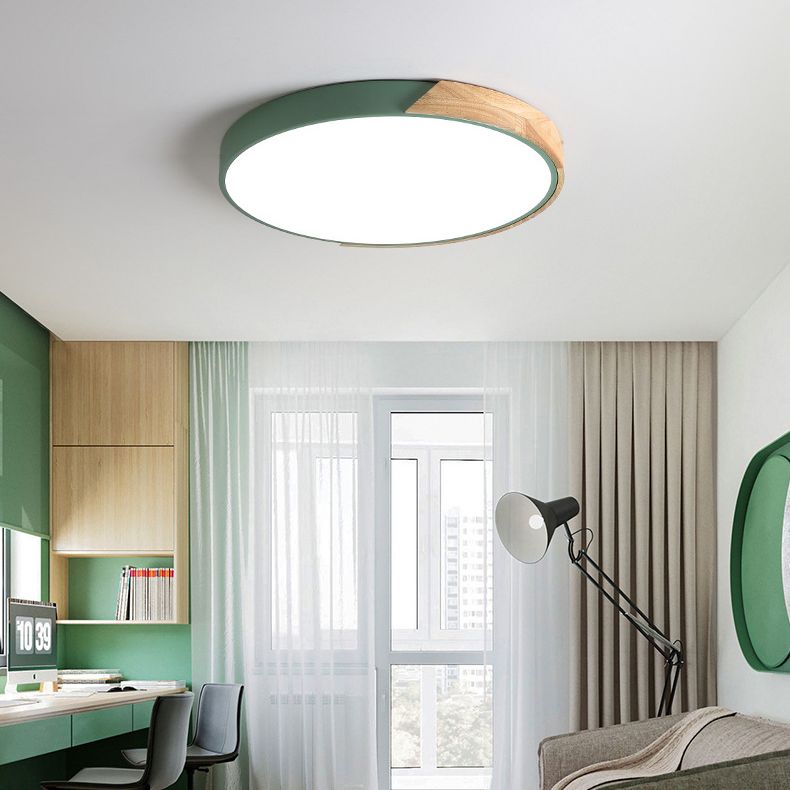 Circular Flush Mount Fixture Contemporary Metal 1 Light Flush Light for Children's Room