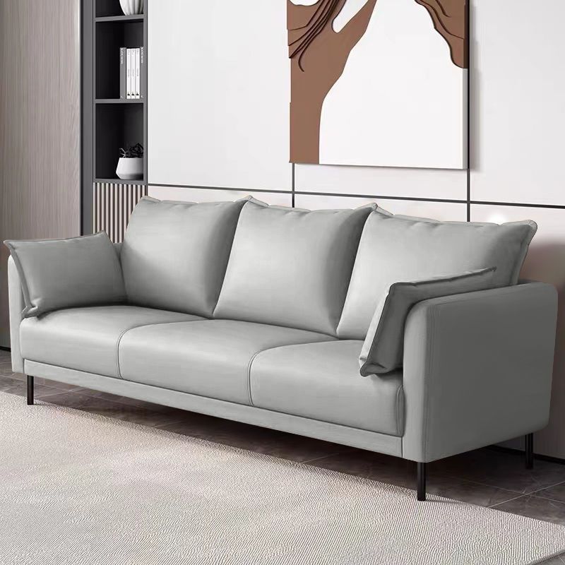 Standard Loose Back Square Arm Loveseat Faux Leather Stain Resistant Settee Furniture