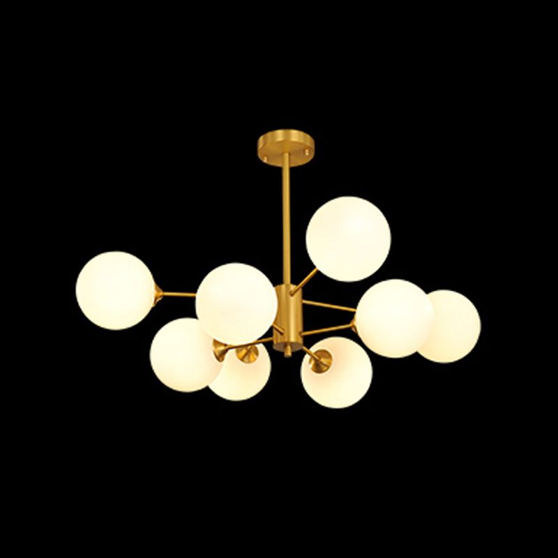 Lampadario globo nordico oro multi luce appesa alla luce con vetro bianco per camera da letto