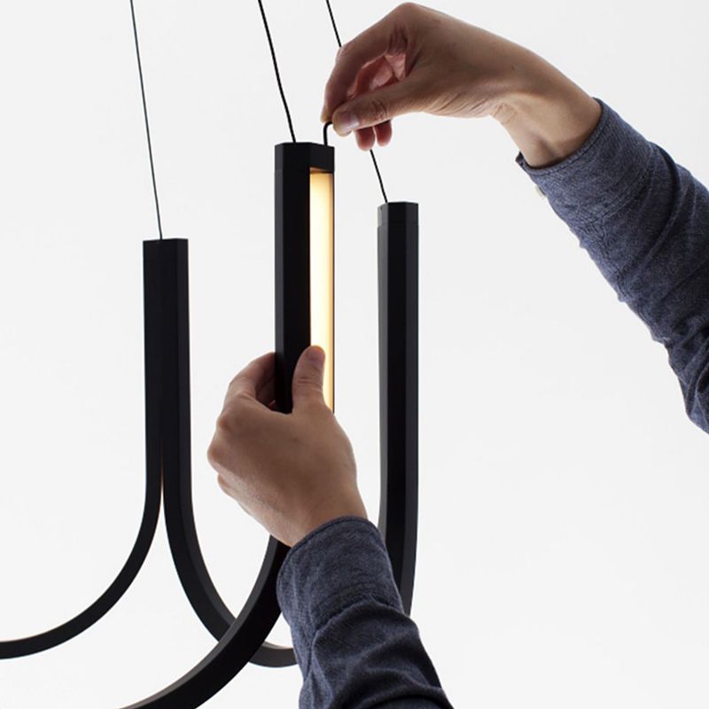 Lampadella geometrica nera LED moderna LED sospesa con alluminio per camera da letto