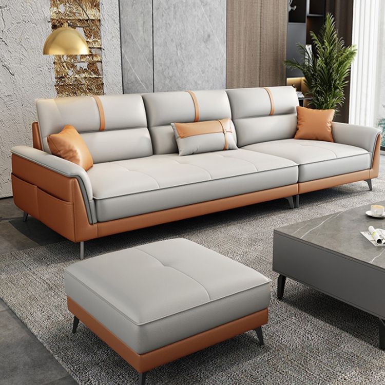 Pillow Top Arm Sofa 35.43" High Faux Leather Sofa for Living Room