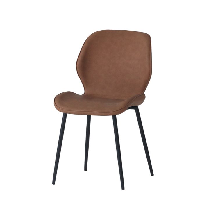 Silla de comedor de cocina de estilo moderno, sillas laterales sin brazos con respaldo de alas, de metal