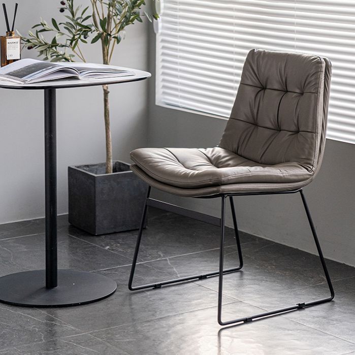 Nordic Upholstered Armless Dining Chairs Metal Legs Solid Back Chair for Home Use