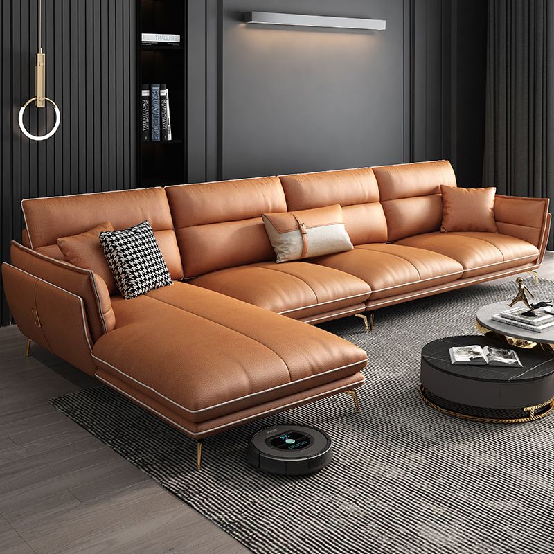 Orange Luxurious 4-seater Sectional 37.4" H Flared Arm Sectional