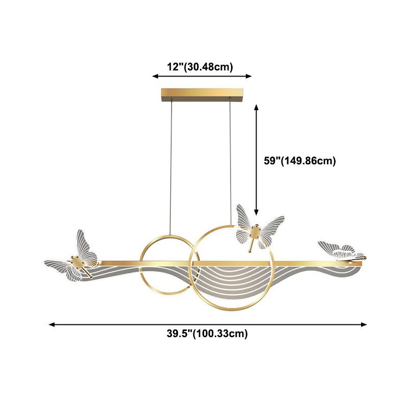 Postmoderne LED -Island -Lampen -Acryl -Schmetterlingsaufhängung Licht für Esszimmer