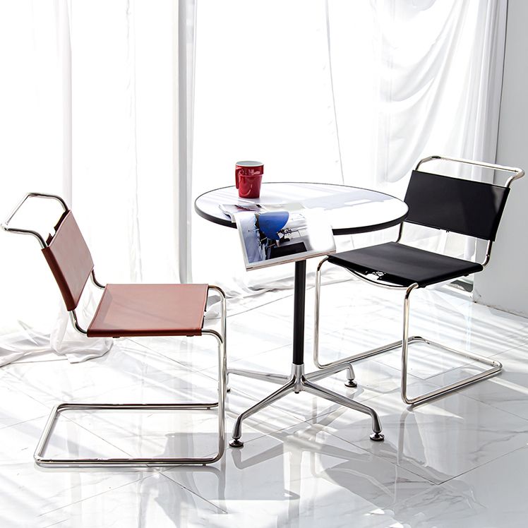 Contemporary Style Open Back Leather Armless Dining Side Chair for Home
