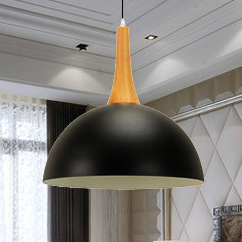 1 Ligera de cúpula ligera Lámpara de colgación de metal elegante moderna en blanco/negro para la sala de reuniones para la sala de reuniones