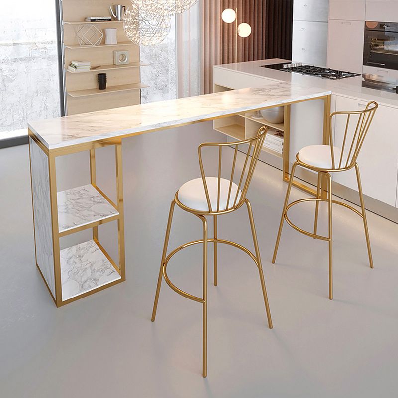 Rectangular Bar Height Table Faux Marble Top Bistro Pub Table for Patio Use