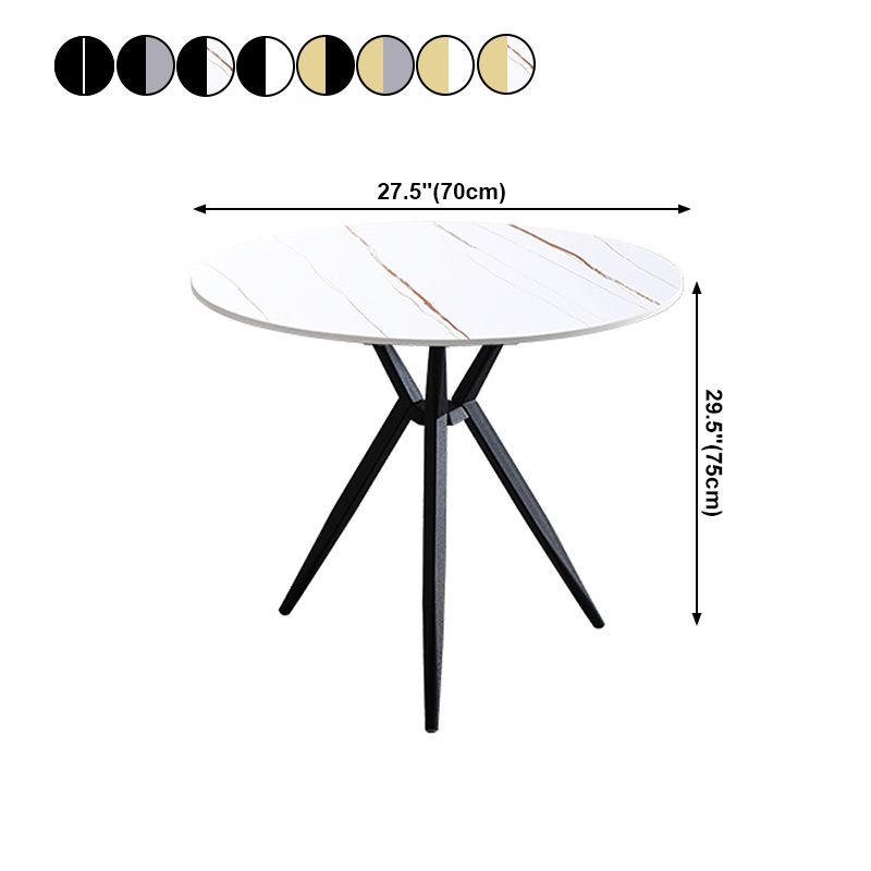 Mesa de cena redonda de estilo moderno Mesa de piedra sinterizada con base de metal para uso en el hogar